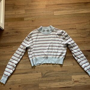La Hearts Striped Crop Top - Gray and Red